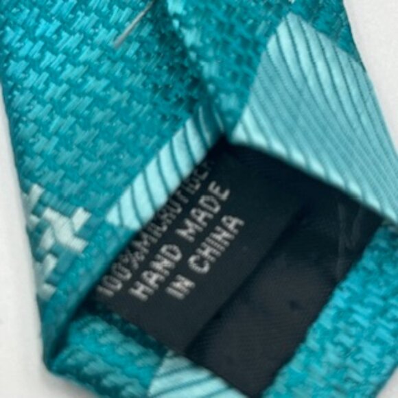 Stacy Adam’s Neck Tie Turquoise Check Design Classic Width - Picture 5 of 8